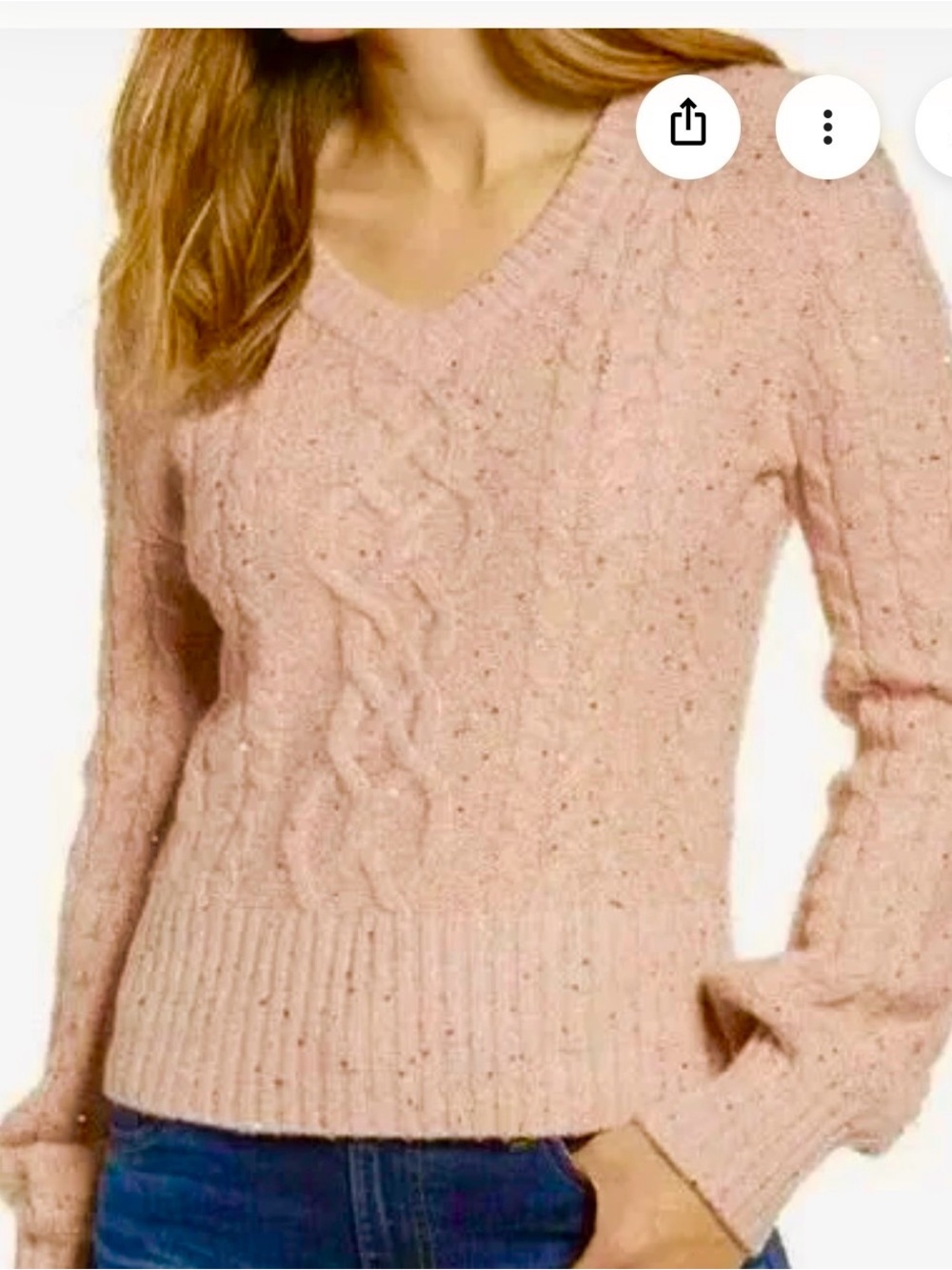 NWOT Rachel Parcell Sequin Pink Cable Knit V-Neck Sweater